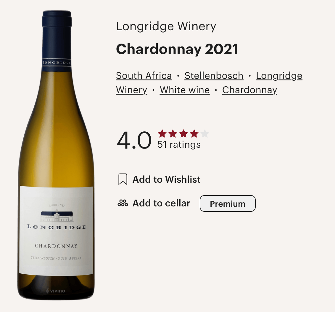 南非白酒 Longridge Chardonnay 2021