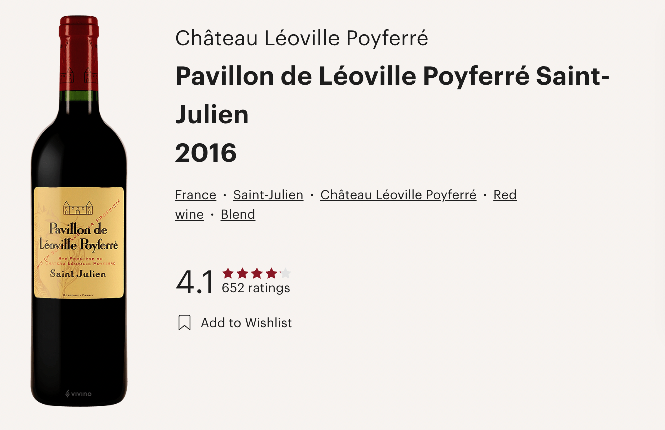 法國紅酒 Pavillon de Leoville Poyferre 2016