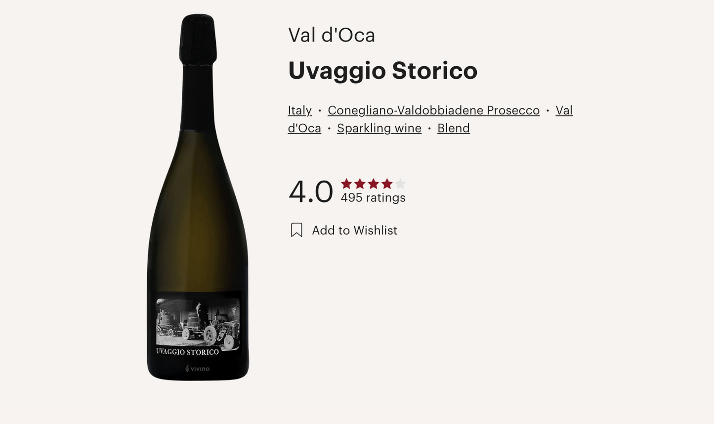 意大利氣泡酒 Val d'Oca Uvaggio Storico Dry DOCG Prosecco (Vivino 4.0!)