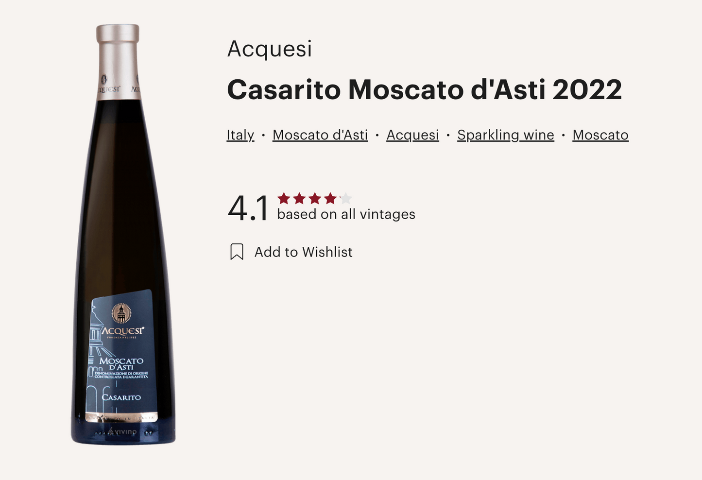 意大利有汽甜白酒 Acquesi Moscato D'Asti Casarito DOCG 2022