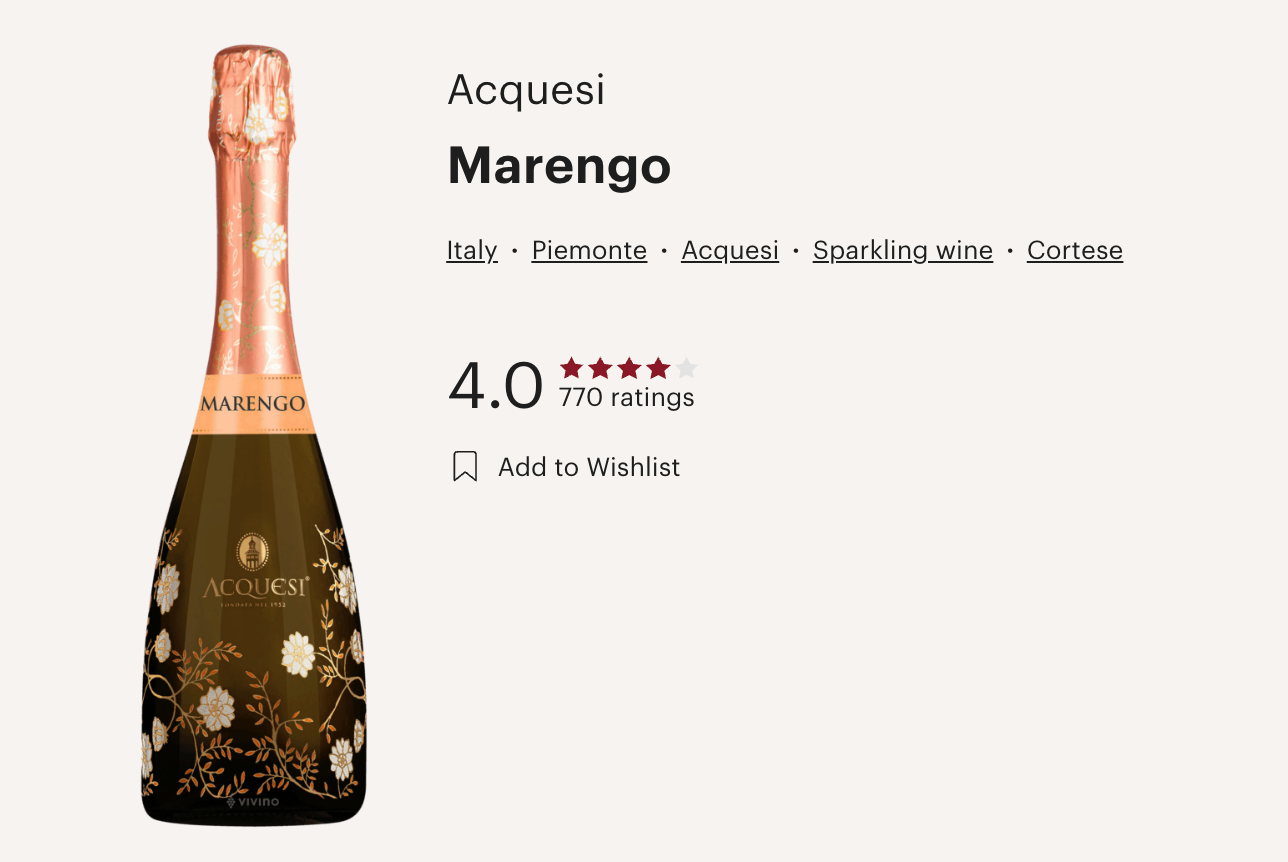 意大利 Acquesi Piedmont Cortese Marengo Extra Brut DOC 氣泡酒