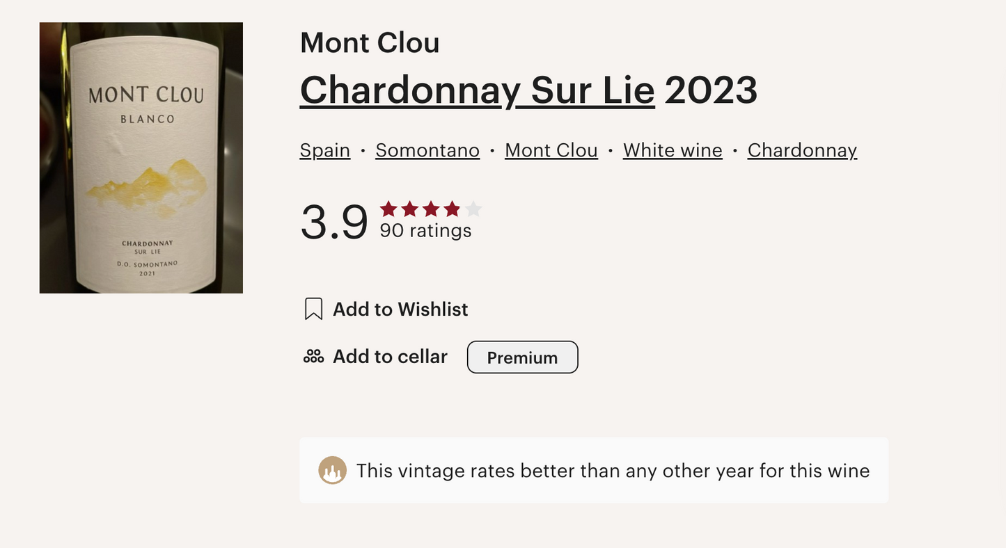 西班牙 Bodegas Trenza Mont Clou Chardonnay Sur Lie 2023