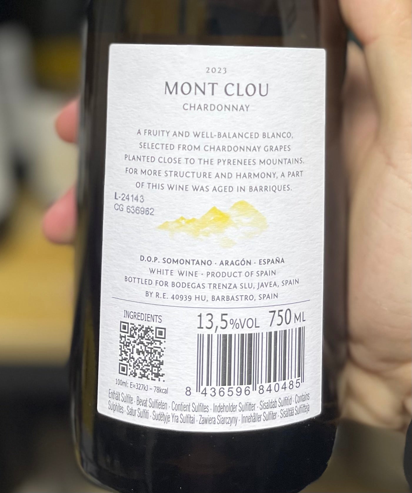 西班牙 Bodegas Trenza Mont Clou Chardonnay Sur Lie 2023