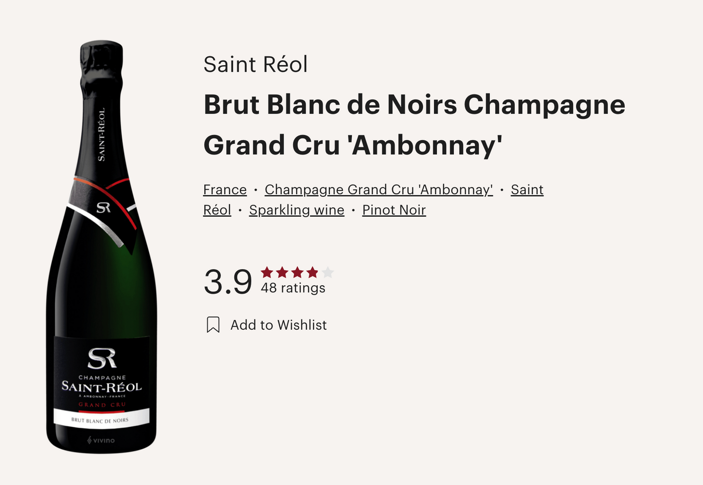 法國香檳 Saint Reol Grand Cru Blanc de Noirs Brut