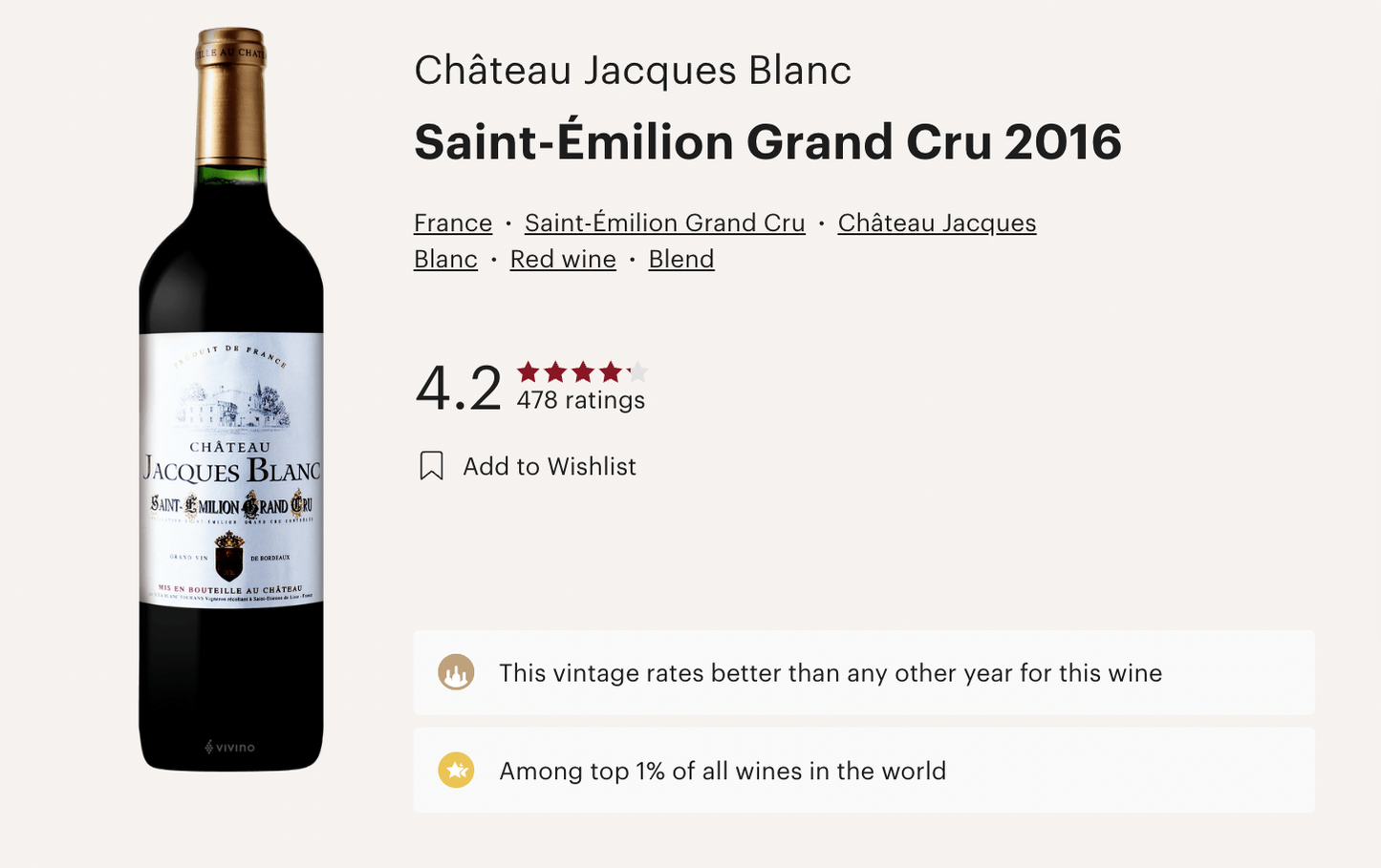 法國 Chateau Jacques Blanc AOP Saint-Émilion Grand Cru 2016 紅酒