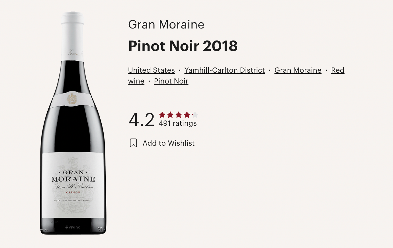 美國 Gran Moraine Yamhill Carlton Pinot Noir 2018 紅酒