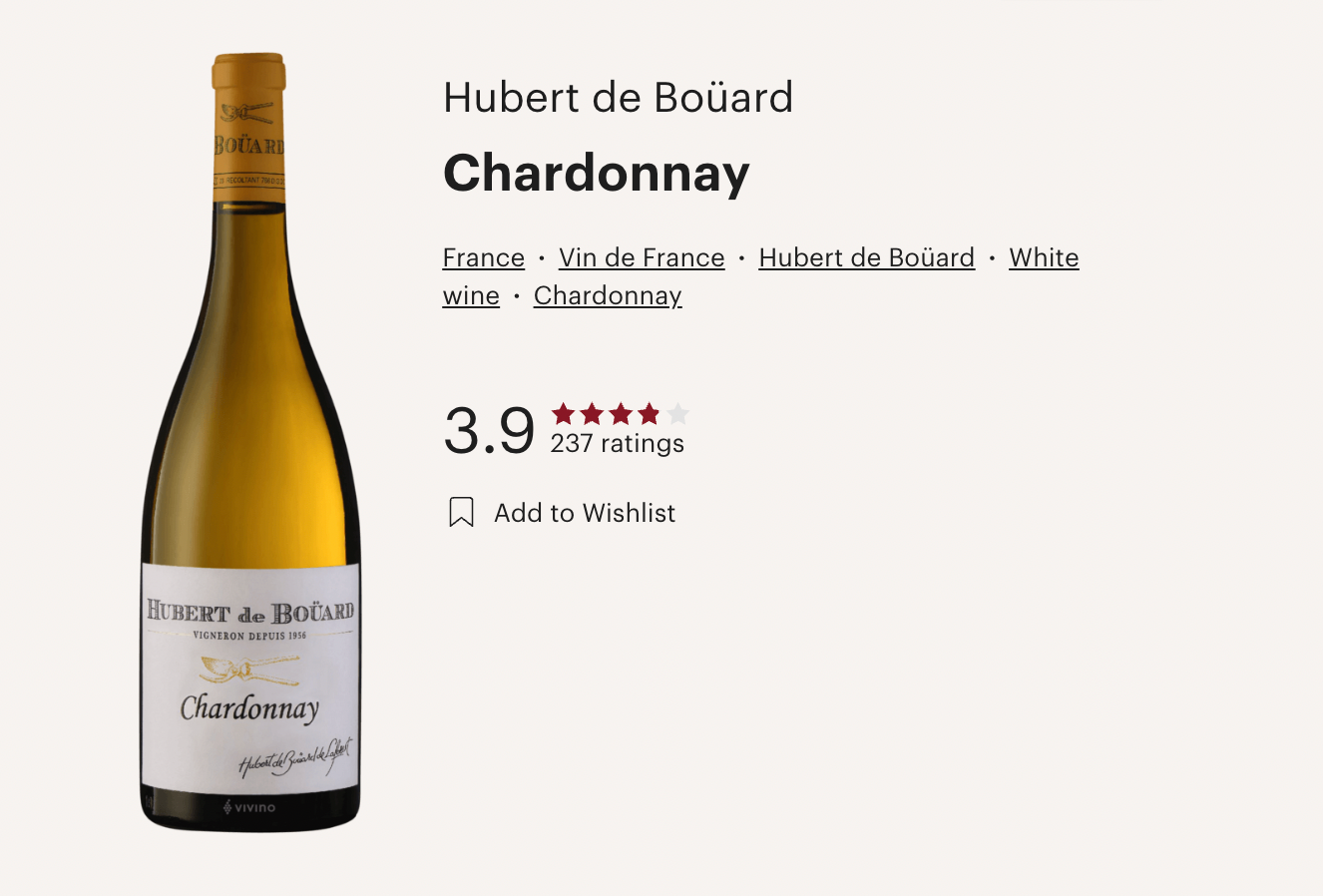 法國 Hubert de Bouard Chardonnay 2020 白酒